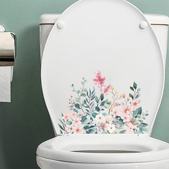 Plant Flower Toilet Decal Bathroom Decoration Self-Adhesive Sticker