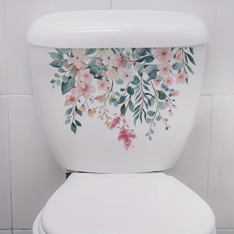 Plant Flower Toilet Decal Bathroom Decoration Self-Adhesive Sticker
