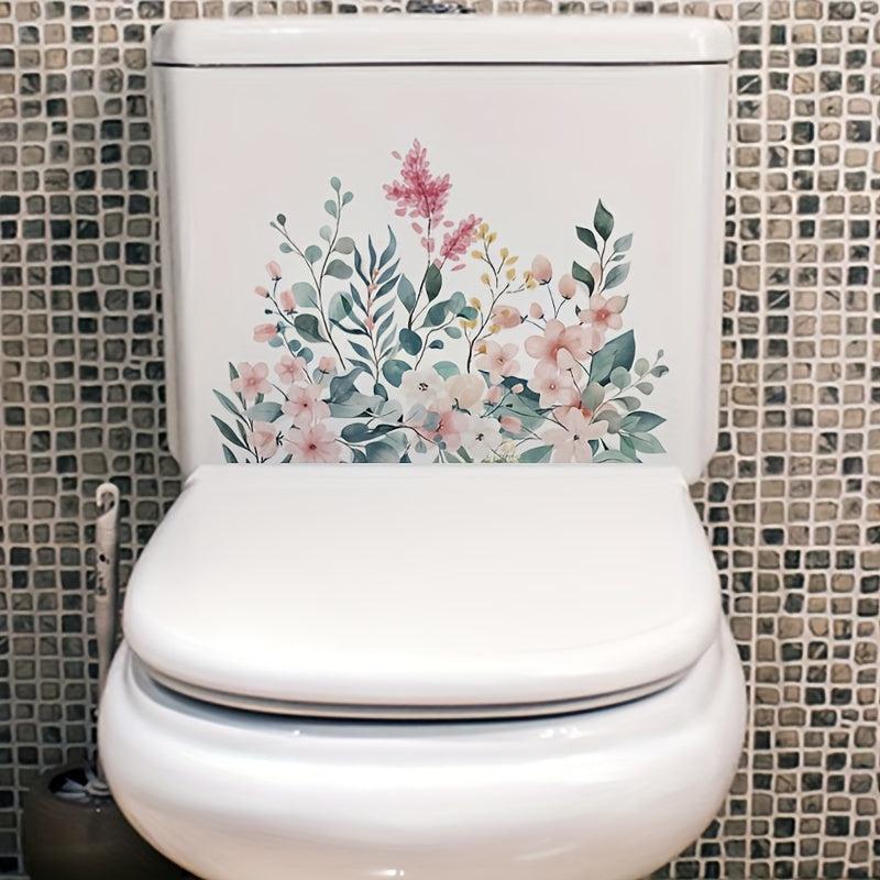 Plant Flower Toilet Decal Bathroom Decoration Self-Adhesive Sticker