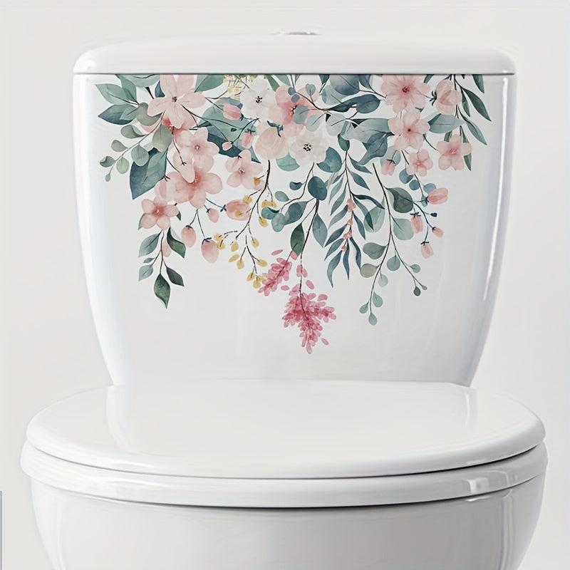 Plant Flower Toilet Decal Bathroom Decoration Self-Adhesive Sticker