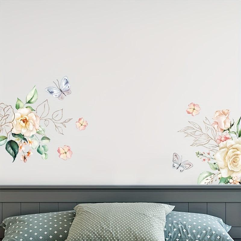 Flower Butterfly Toilet Stickers Decoration Self-adhesive Wall Decal