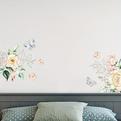 Flower Butterfly Toilet Stickers Decoration Self-adhesive Wall Decal