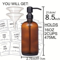 Amber Glass Soap Dispenser Set 500ml for Shampoo