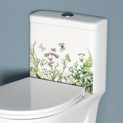 Butterfly Flying Flower Toilet Stickers Bathroom Self-paste Flowers Decal