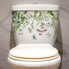 Butterfly Flying Flower Toilet Stickers Bathroom Self-paste Flowers Decal