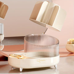 Rotating Makeup Storage Box Brush Holder Dressing Table Skincare Organizer