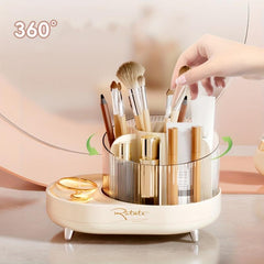 Rotating Makeup Storage Box Brush Holder Dressing Table Skincare Organizer