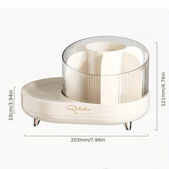 Rotating Makeup Storage Box Brush Holder Dressing Table Skincare Organizer