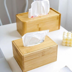 Bamboo Tissue Holder Box Paper Storage