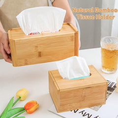 Bamboo Tissue Holder Box Paper Storage