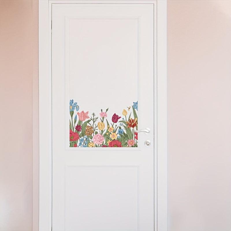 Flower Toilet Stickers Bathroom Toilet Decals Self-adhesive Door Stickers