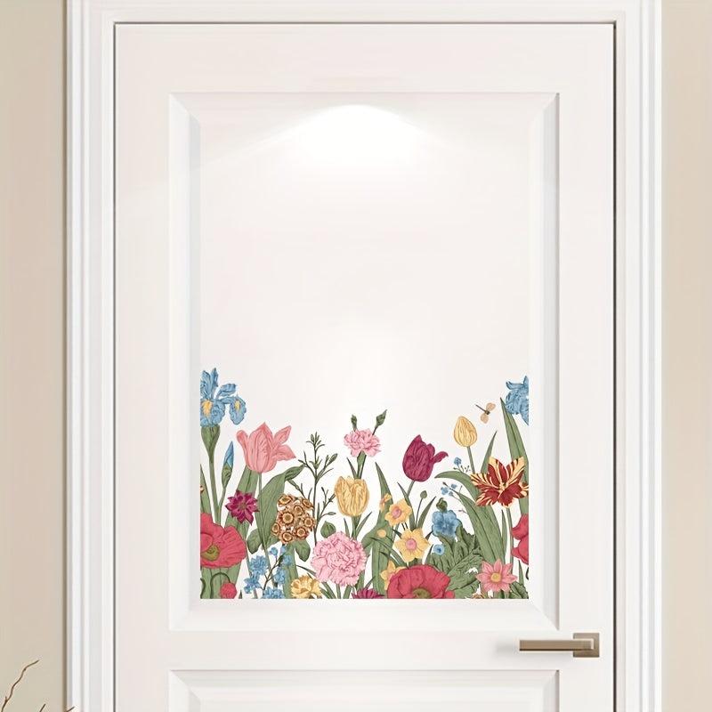 Flower Toilet Stickers Bathroom Toilet Decals Self-adhesive Door Stickers
