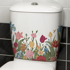 Flower Toilet Stickers Bathroom Toilet Decals Self-adhesive Door Stickers
