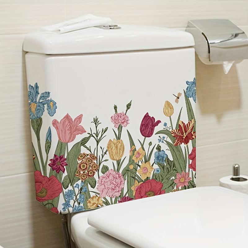 Flower Toilet Stickers Bathroom Toilet Decals Self-adhesive Door Stickers