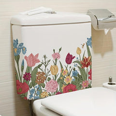 Flower Toilet Stickers Bathroom Toilet Decals Self-adhesive Door Stickers