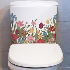 Flower Toilet Stickers Bathroom Toilet Decals Self-adhesive Door Stickers