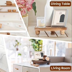 Wooden Storage Tray Round Vanity Tray Soap Dispenser Storage Rack