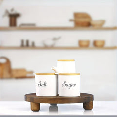 Wooden Storage Tray Round Vanity Tray Soap Dispenser Storage Rack