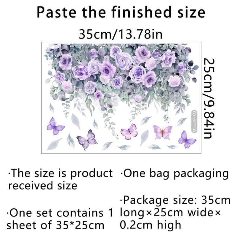 Plant Flowers Butterfly Toilet Stickers Bathroom Wall Sticker Toilet Lid Decals