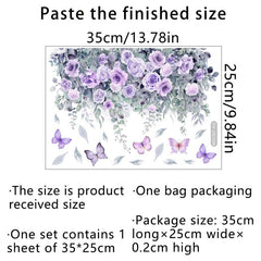 Plant Flowers Butterfly Toilet Stickers Bathroom Wall Sticker Toilet Lid Decals