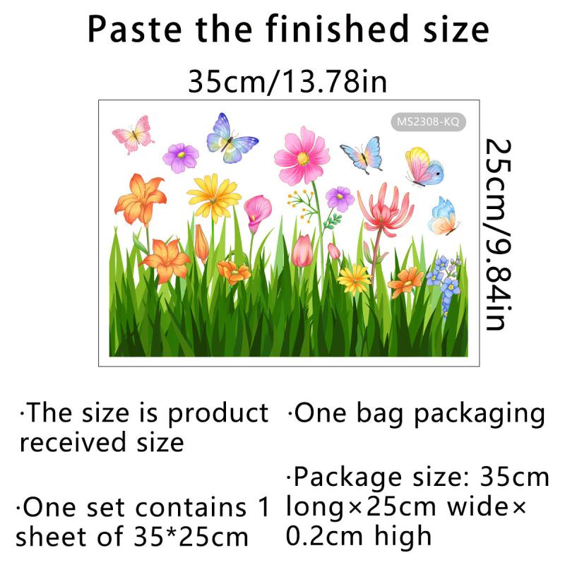 Plant Flowers Butterfly Toilet Stickers Bathroom Wall Sticker Toilet Lid Decals