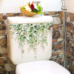 Plant Flowers Butterfly Toilet Stickers Bathroom Wall Sticker Toilet Lid Decals
