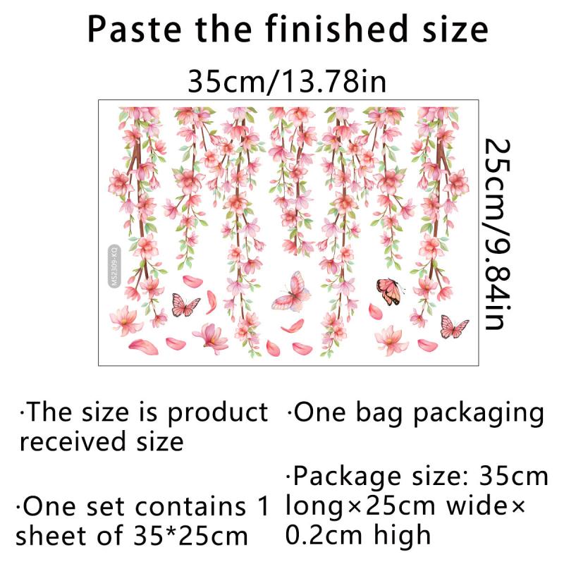 Plant Flowers Butterfly Toilet Stickers Bathroom Wall Sticker Toilet Lid Decals