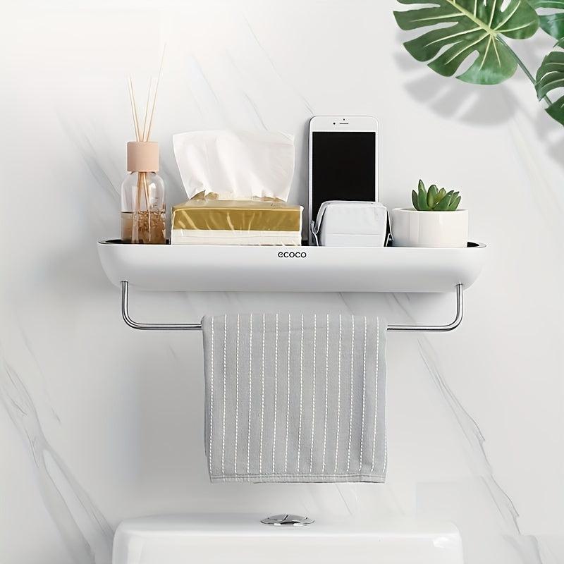 Bathroom Storage Rack with Towel Bar and Makeup Organizer