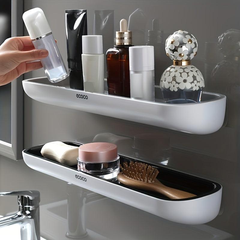 Bathroom Storage Rack with Towel Bar and Makeup Organizer
