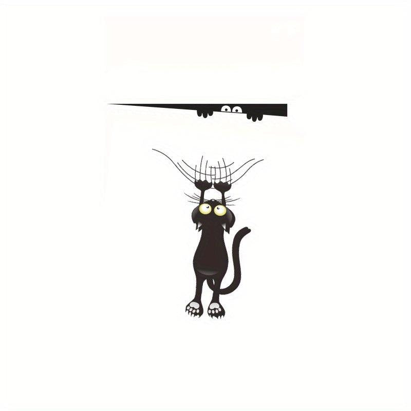 Scratch Cat Bathroom Toilet Sticker Funny Cartoon Cat Wall Decals