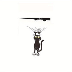 Scratch Cat Bathroom Toilet Sticker Funny Cartoon Cat Wall Decals