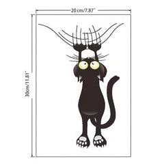 Scratch Cat Bathroom Toilet Sticker Funny Cartoon Cat Wall Decals