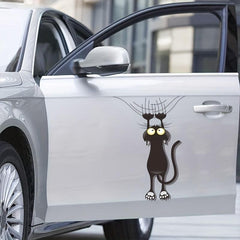 Scratch Cat Bathroom Toilet Sticker Funny Cartoon Cat Wall Decals