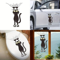 Scratch Cat Bathroom Toilet Sticker Funny Cartoon Cat Wall Decals