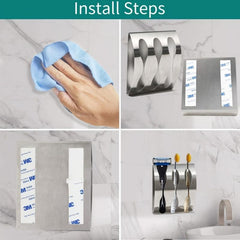 Stainless Steel Toothbrush Holder Wall Mounted Toothbrush Storage Rack