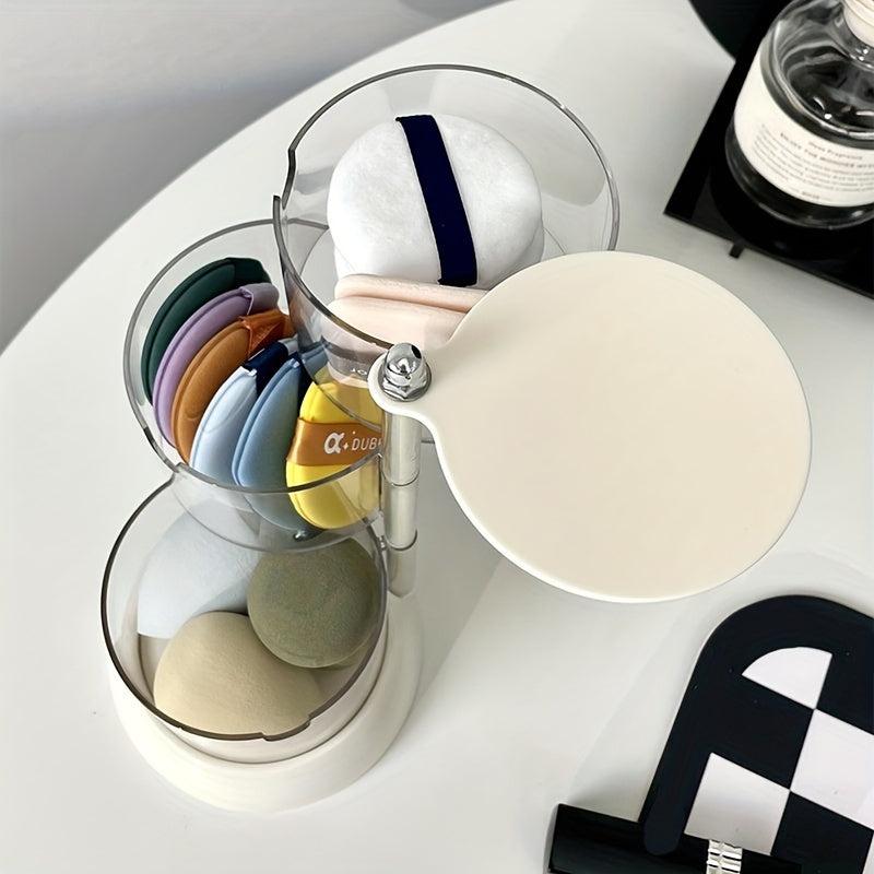 Clear Beauty Egg Storage Box Acrylic Makeup Organizer Rotating Make Up Shelf