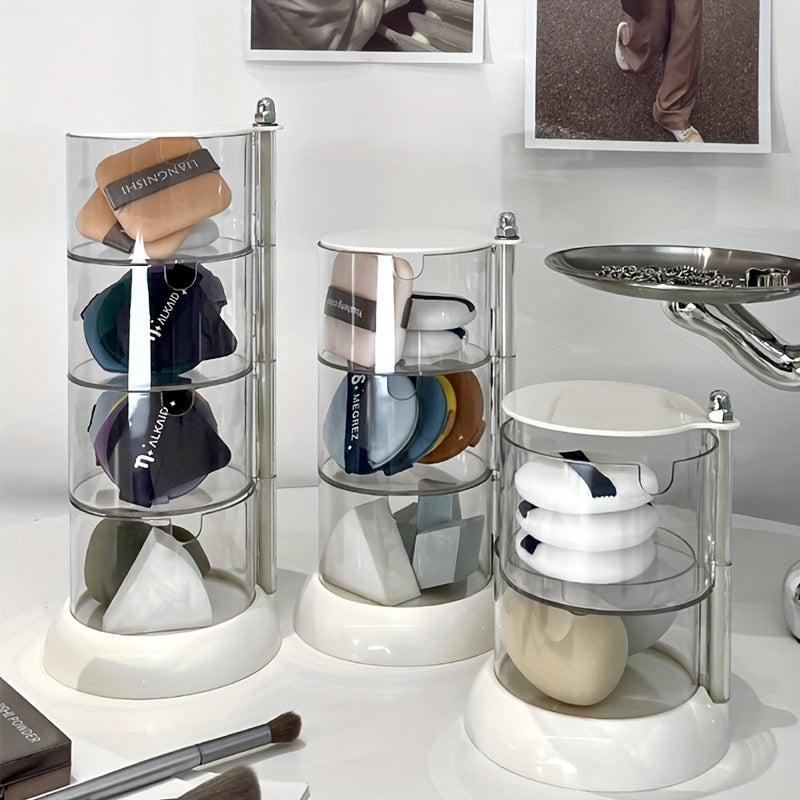 Clear Beauty Egg Storage Box Acrylic Makeup Organizer Rotating Make Up Shelf