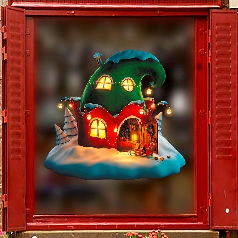 Christmas Santa Claus Wall Sticker Dreamy Cartoon Fairy Tale Castle