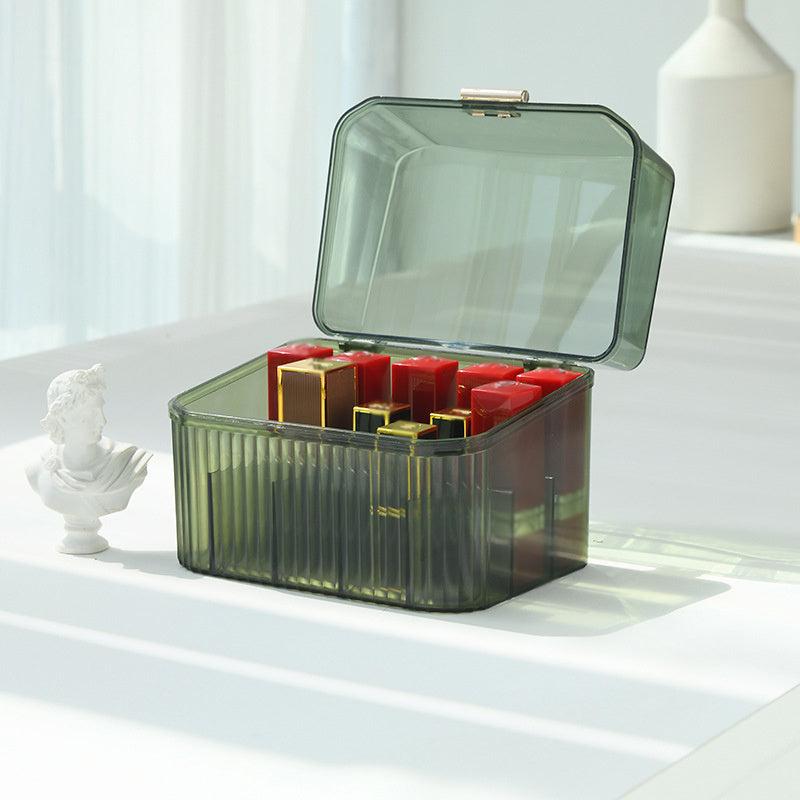 Desktop Lipstick Storage Box Dustproof Cosmetics Organizer with Cover