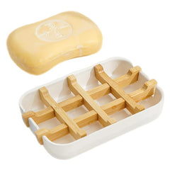 Bamboo Soap Dish Self Draining Soap Holder Wooden Soap Saver with Drainage