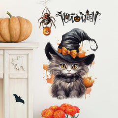 Halloween Decorative Sticker Toilet Cover Pumpkin Cat Wall Sticker