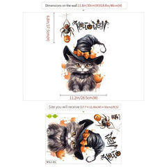 Halloween Decorative Sticker Toilet Cover Pumpkin Cat Wall Sticker