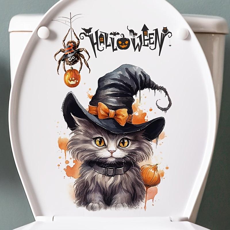 Halloween Decorative Sticker Toilet Cover Pumpkin Cat Wall Sticker