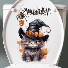 Halloween Decorative Sticker Toilet Cover Pumpkin Cat Wall Sticker
