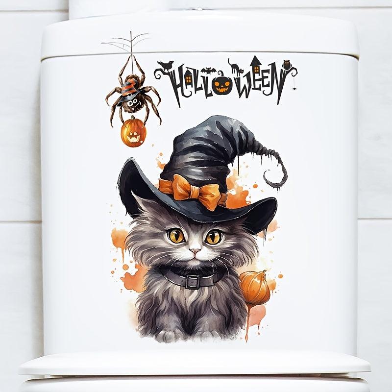 Halloween Decorative Sticker Toilet Cover Pumpkin Cat Wall Sticker