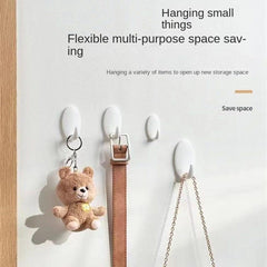 6pcs Oval Wall Mounted Hook No Punching Self adhesive Traceless Load bearing