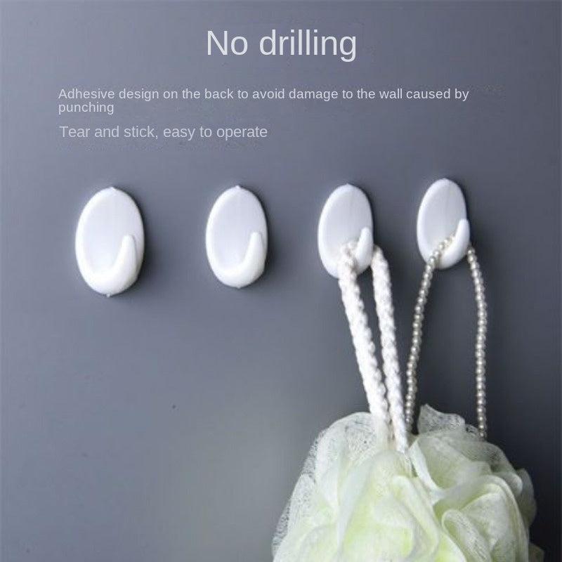 6pcs Oval Wall Mounted Hook No Punching Self adhesive Traceless Load bearing