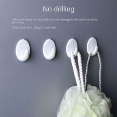 6pcs Oval Wall Mounted Hook No Punching Self adhesive Traceless Load bearing