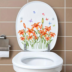 Flower Pattern Toilet Lid Decal - Add a Touch of Fun!