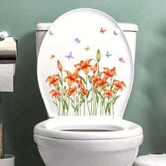 Flower Pattern Toilet Lid Decal - Add a Touch of Fun!